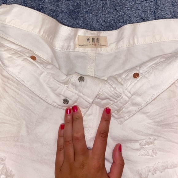 Free People White Jean Distressed Shorts - Picture 3 of 5
